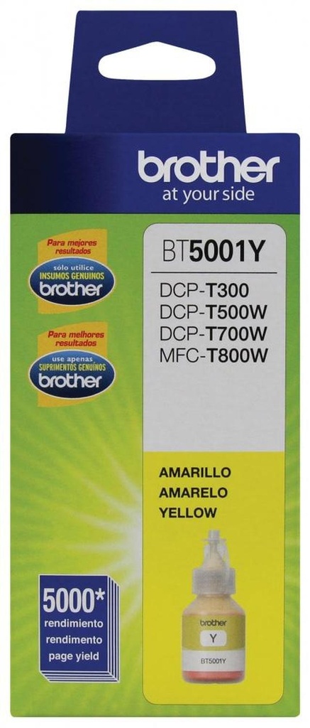 Botella de Tinta Brother BT5001Y Amarillo, 5000 Páginas