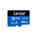 Memoria MicroSDXC Lexar 64GB 633 UHS-I  Clase 10 C/Adaptador / LSDMI64GBBNL633A
