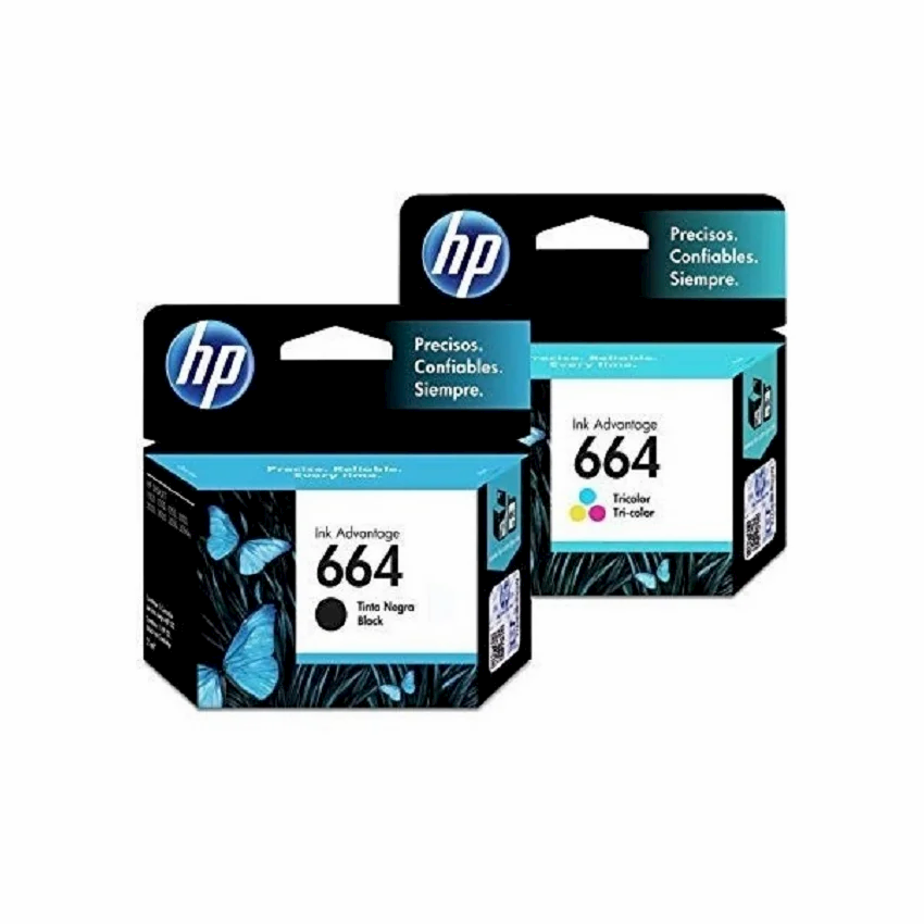 Combo de Cartuchos HP 664 de Tinta (Negro + Tri-Color), Tinta Original HP, Deskjet/HP664-KIT