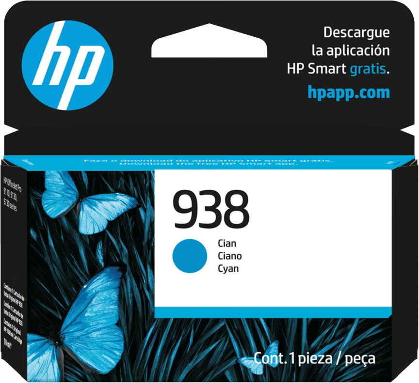 Cartucho de Tinta HP 938 Cian Original, 800 páginas