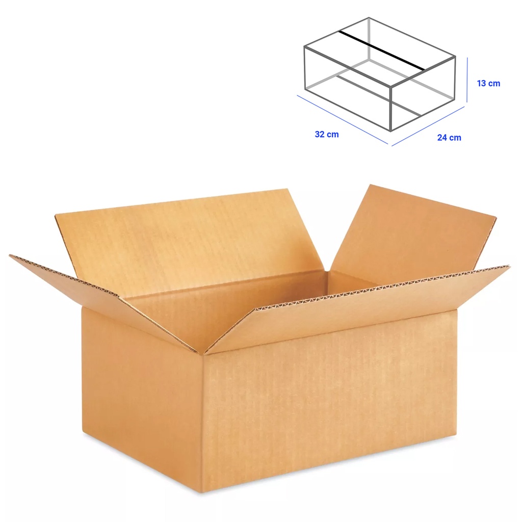 Caja para Empaque Cartón Corrugado, 32x24x13 cm, 23 ECT