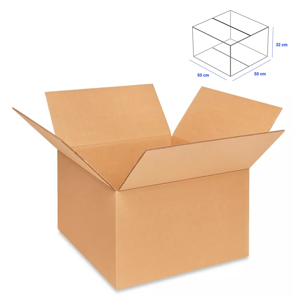 Caja para Empaque Cartón Corrugado, 50x50x32 cm, 23 ECT