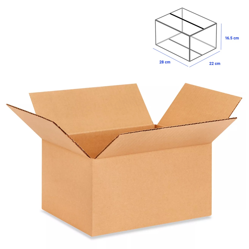 Caja para Empaque Cartón Corrugado, 28x22x16.5 cm, 23 ECT