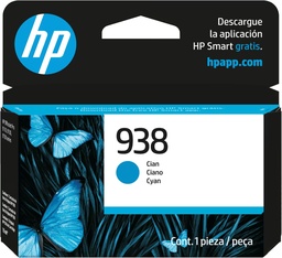 [4S6X5PL] Cartucho de Tinta HP 938 Cian Original, 800 páginas