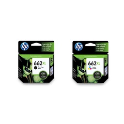 [HP662XL-KIT] Combo HP 662 XL de Cartuchos de Tinta (Negro + Tri-Color), Tinta Original HP, Deskjet/HP662XL-KIT